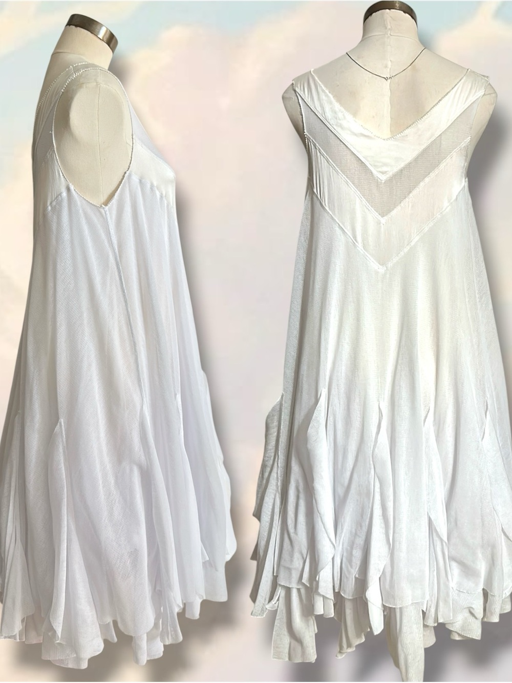 Pierre Balmain white silk/tulle ruffle babydoll mini dress - Picture 2 of 5